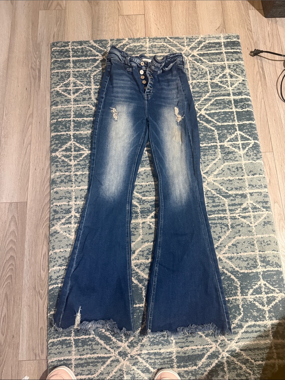 KanCan Dark Blue Distressed Flare Jeans
